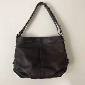 COACH Leather Hobo Handbag in Dark Brown - F15064